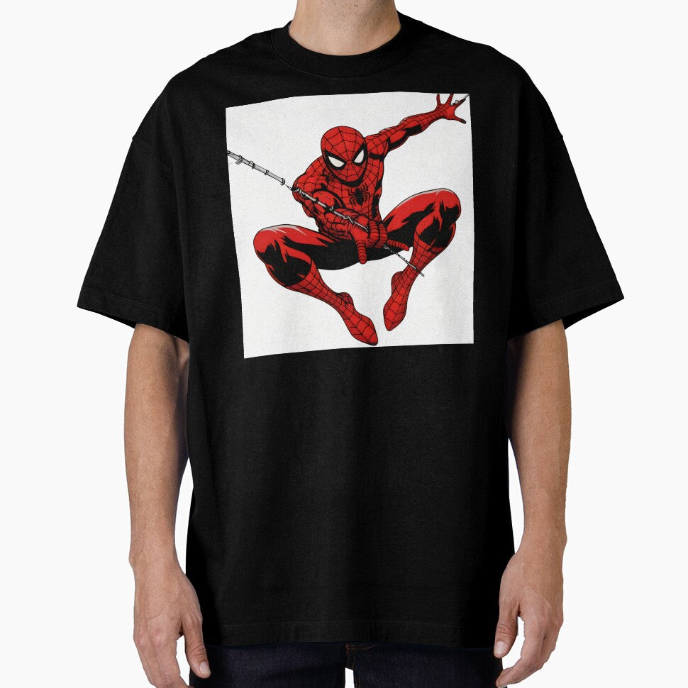 Vintage Web Slinger Superhero Shirt, Retro Comic Graphic Tee, Classic Red Black Hero Design, Comic Book Fan Gift, Nostalgic Superhero Art Casual Print T-Shirt