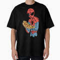 Spidey Munching Pizza - Trendy Hilarious Comic Spider Art Eating Food Meme Cartoon Costume Vintage-Inspired T-Shirt