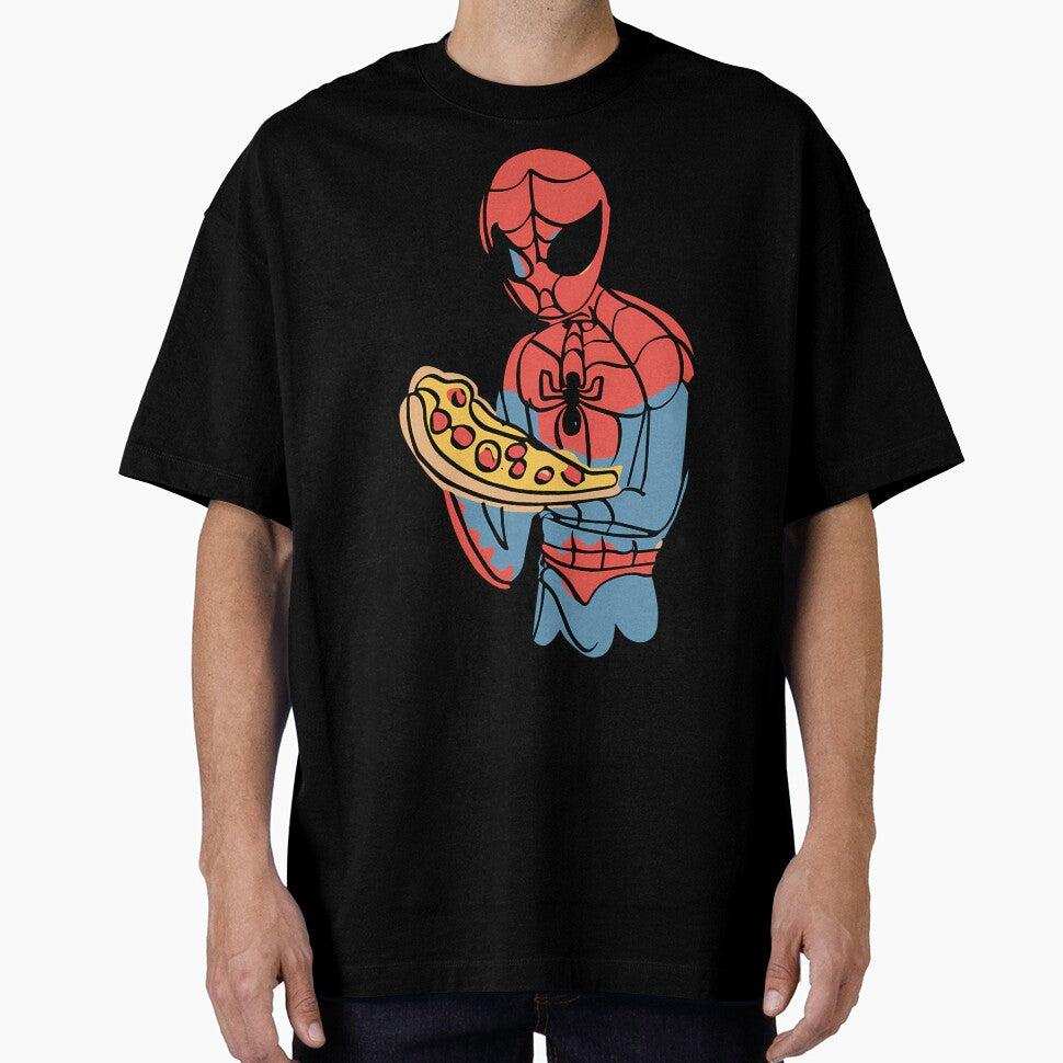Spidey Munching Pizza - Trendy Hilarious Comic Spider Art Eating Food Meme Cartoon Costume Vintage-Inspired T-Shirt