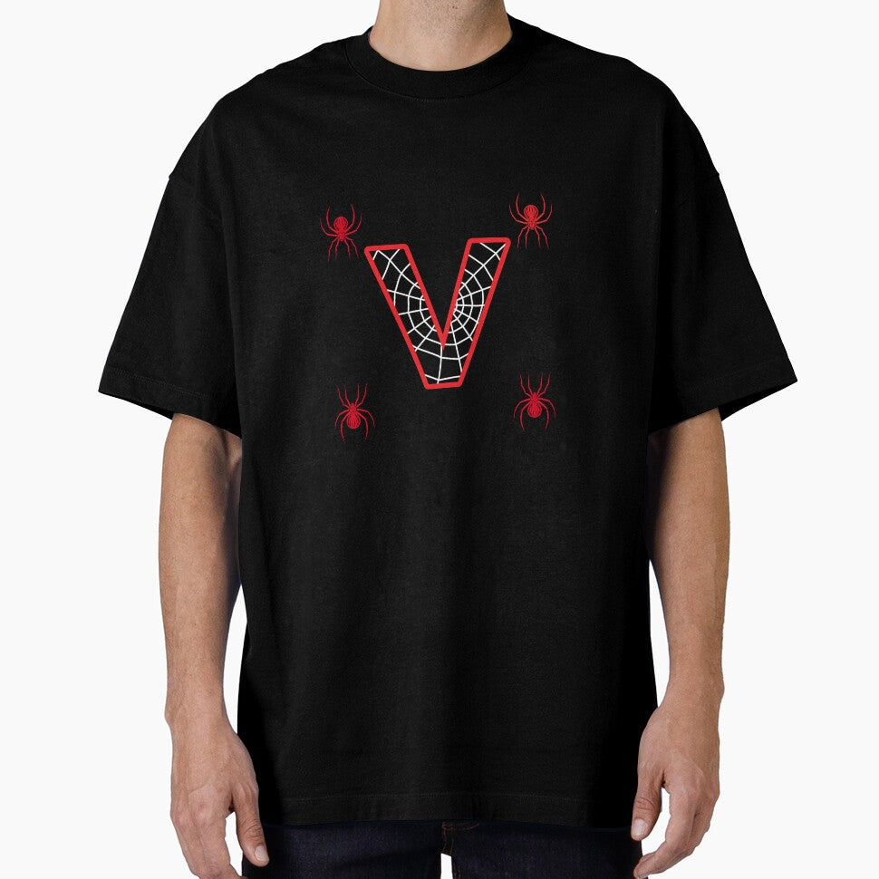 Lettre V black Vintage-Inspired T-Shirt