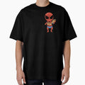 Baby Spidey Munching Pizza - Trendy Hilarious Comic Spider Art Eating Food Meme Cartoon Costume Casual Print T-Shirt