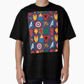 Marvel Avengers Seamless Pattern ÿ Superhero Icons Retro Style Tee