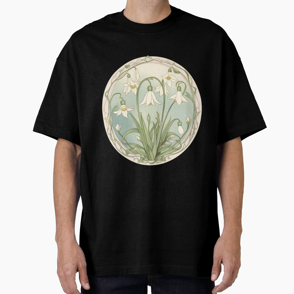 Art Nouveau Inspired Blooming Spring Snowdrops Retro Style Tee