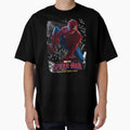 Masked Web Hero City Night Comic Style Acid Wash Classic Graphic Shirt