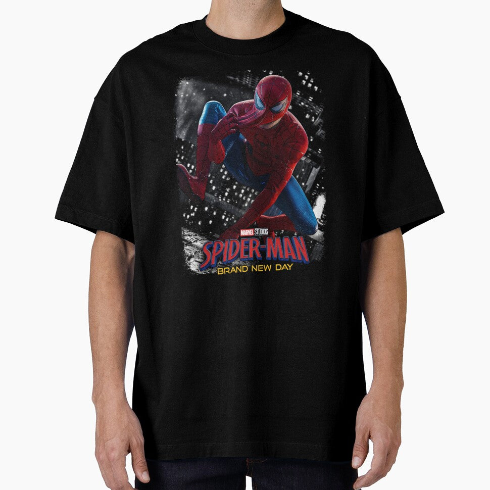 Masked Web Hero City Night Comic Style Acid Wash Classic Graphic Shirt