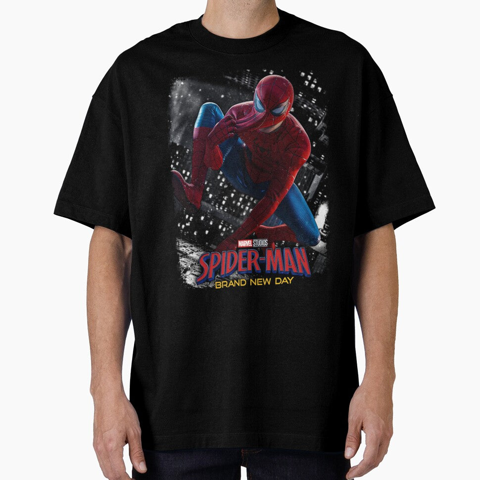 Vintage Comic Style Web Swinging Hero Dynamic Art Retro Style Tee