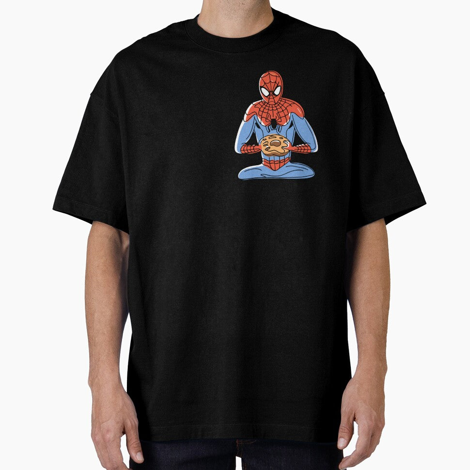 Spidey's Bagel Break - Trendy Hilarious Comic Spider Art Eating Food Meme Cartoon Costume Retro Style Tee