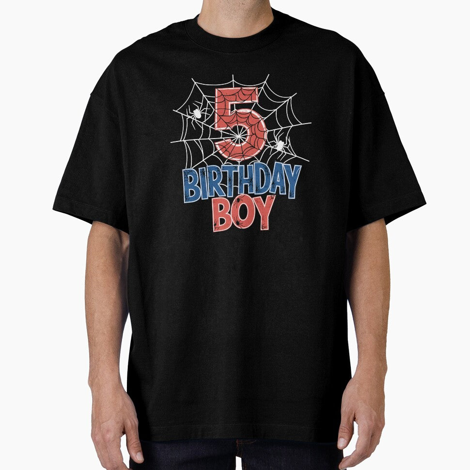 It's My 5th Birthday Spider Theme Party 5 Year Old Gift For Boys, For Kids Casual Print T-Shirt