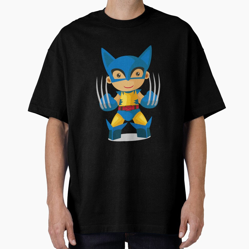Cute Chibi Wolverine Superhero Cartoon Sticker | Adorable Comic Hero Vector Art Classic Graphic Shirt