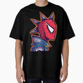 Punk Spider Man Sticker Casual Print T-Shirt