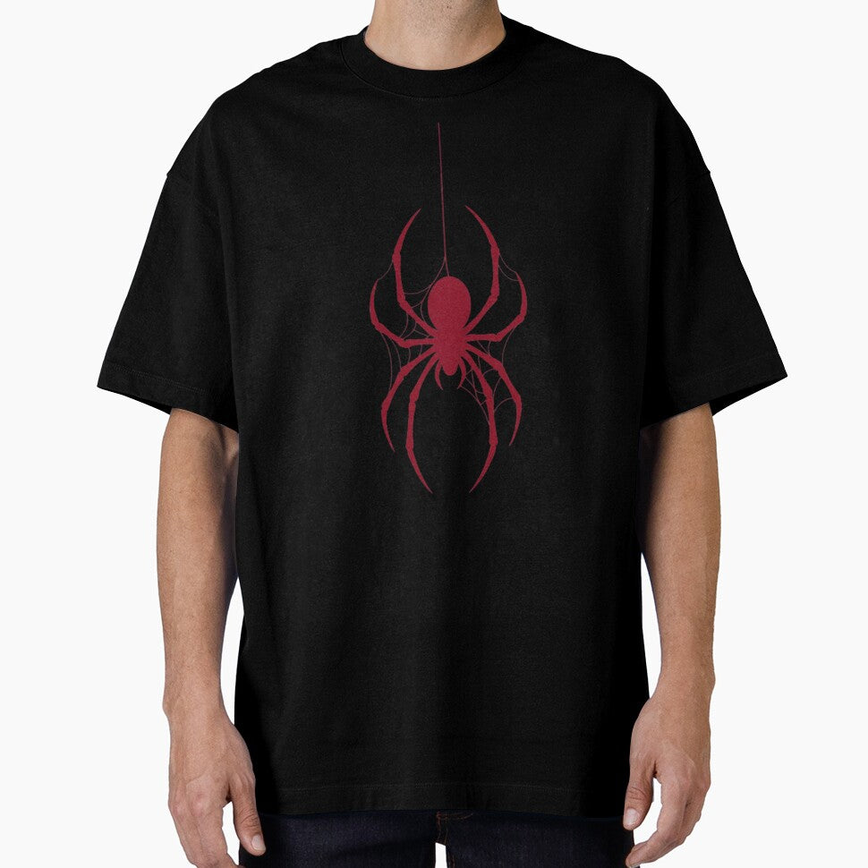 Crimson Hanging Spider Silhouette Gothic Web Art - Spider Man Brand New Day Casual Print T-Shirt