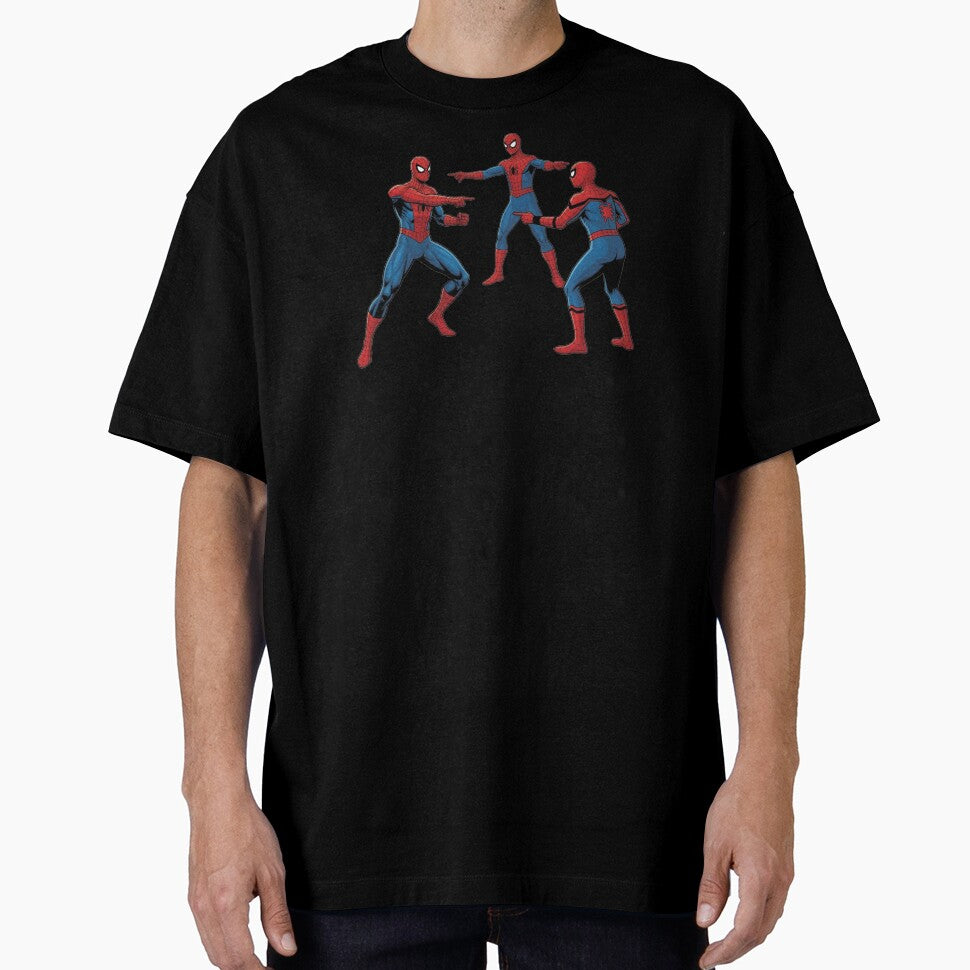 Funny 3 Spiderman Pointing Meme Casual Print T-Shirt
