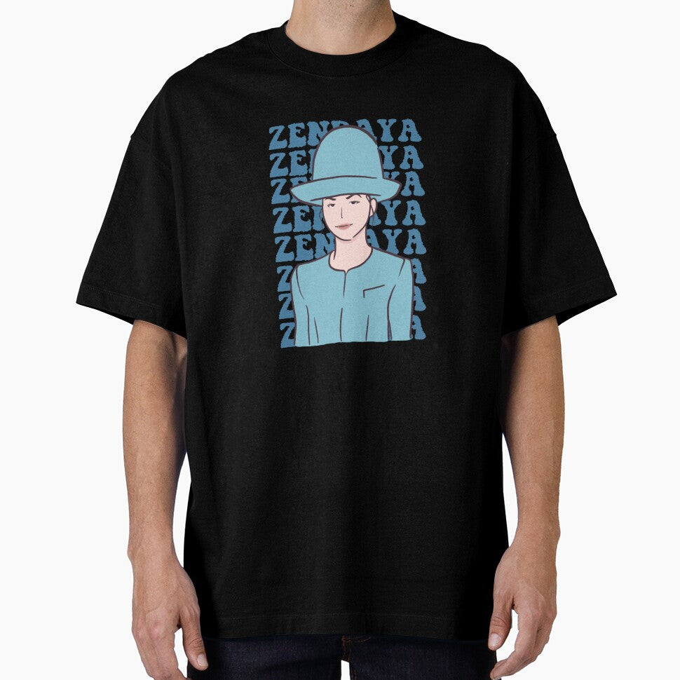 Zendaya Theory Blue Lettering Casual Print T-Shirt