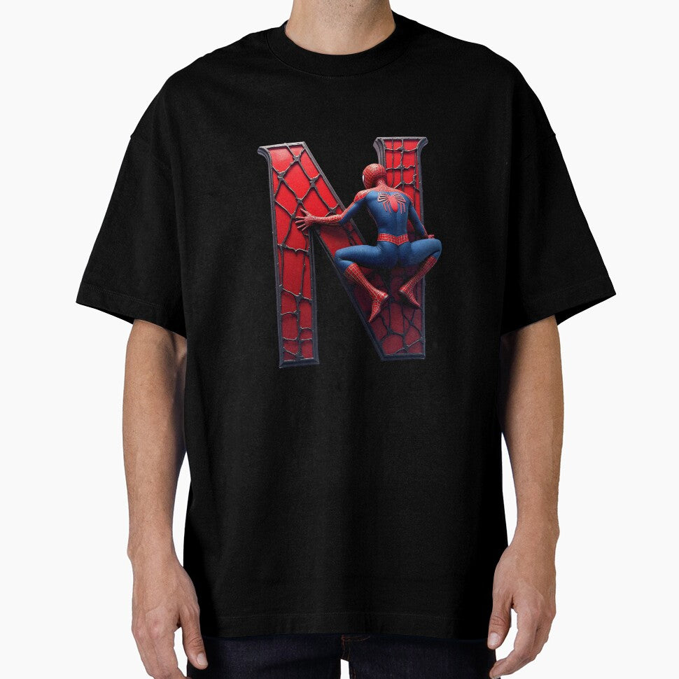 Spiderman Monogram Letter N Retro Style Tee