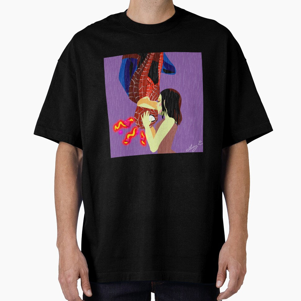 VALENTINES SPIDEY KISS PURPLE BACKGROUND Vintage-Inspired T-Shirt