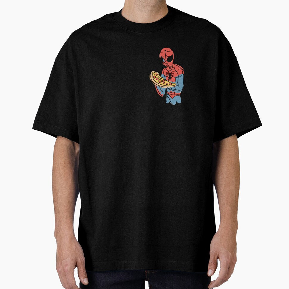 Spidey Munching Pizza - Trendy Hilarious Comic Spider Art Eating Food Meme Cartoon Costume Retro Style Tee