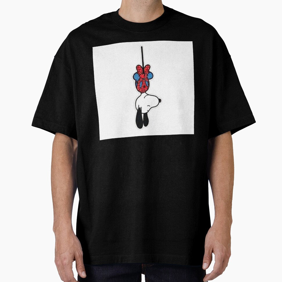 snoopy spiderman Casual Print T-Shirt