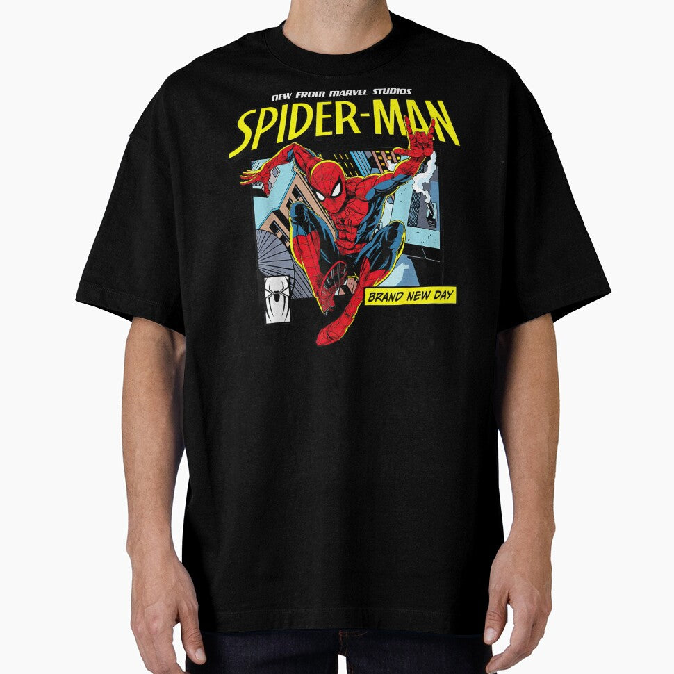 Vintage Rooftop Web Hero Comic Panel Casual Print T-Shirt