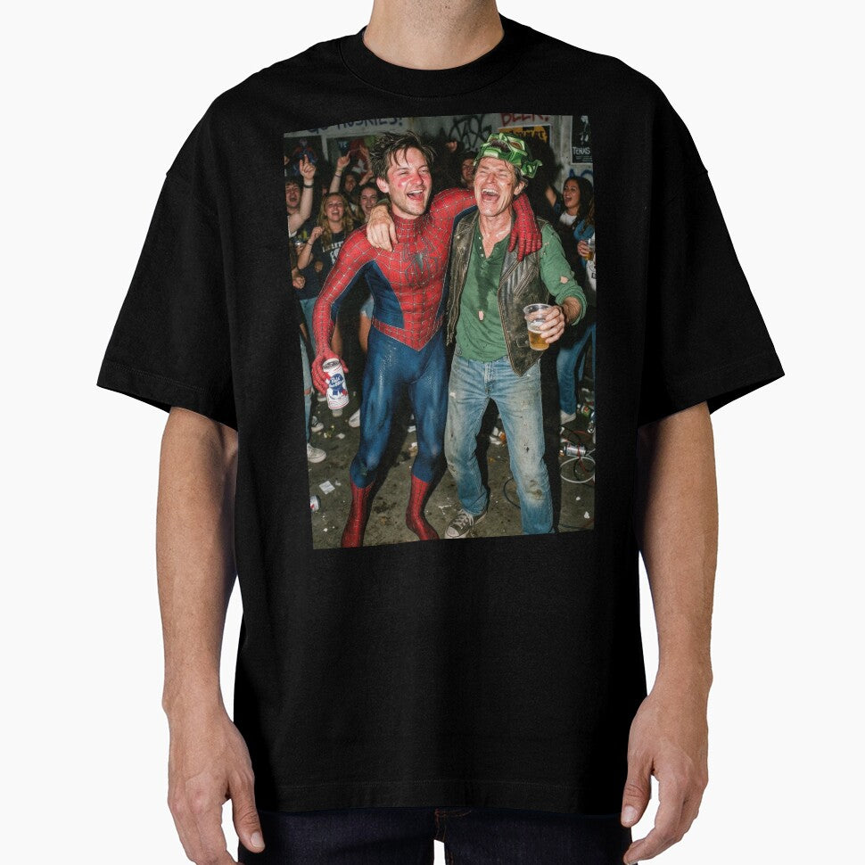 Spider-Man & Green Goblin's Wild Night - Candid Paparazzi Party Photo Vintage-Inspired T-Shirt