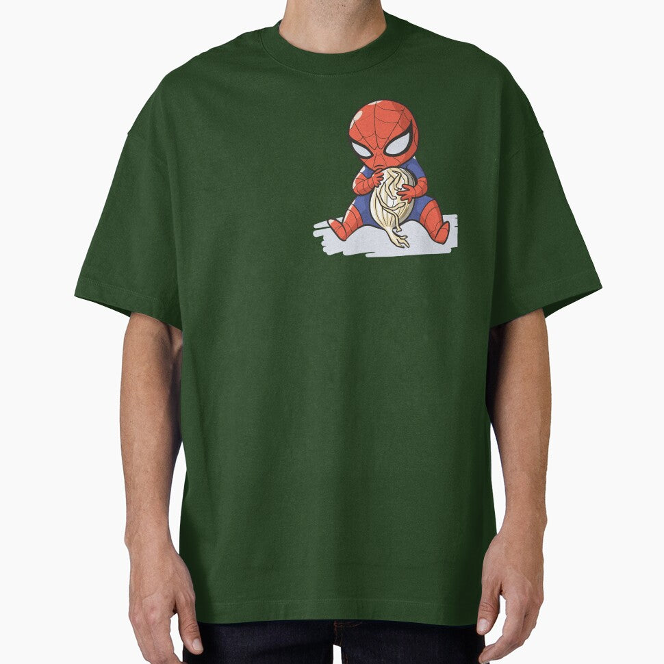 Baby Spider Onion Ring Snack Attack - Hilarious Comic Spider Art Eating Food Meme Cartoon Costume Graphic T-Shirt