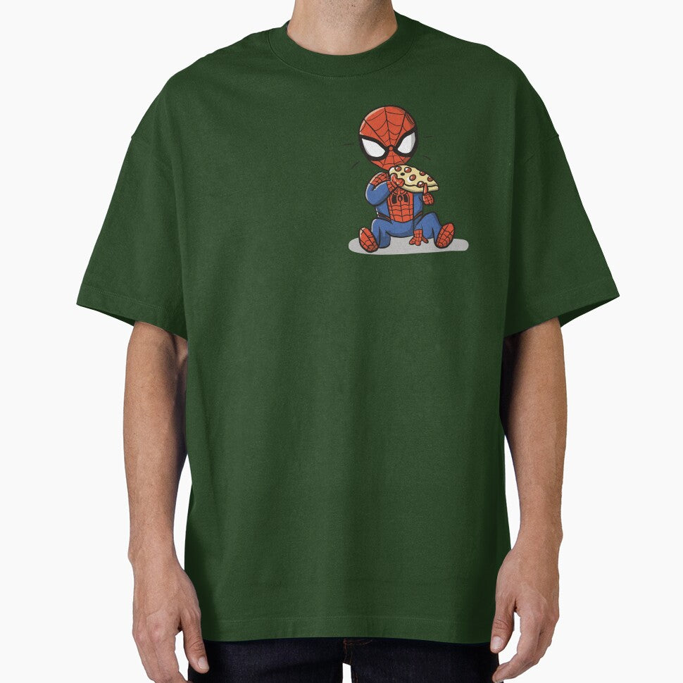 Baby Spidey Munching Pizza - Trendy Hilarious Comic Spider Art Eating Food Meme Cartoon Costume Classic Graphic Shirt