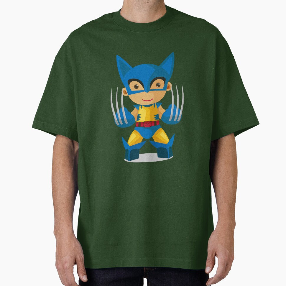 Cute Chibi Wolverine Superhero Cartoon Sticker | Adorable Comic Hero Vector Art Classic Graphic Shirt