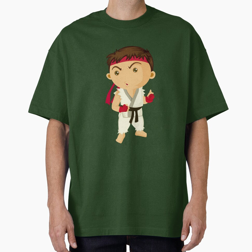 Cute Chibi Street Fighter Martial Artist Sticker | Kawaii Fighting Game Character Retro Style Tee