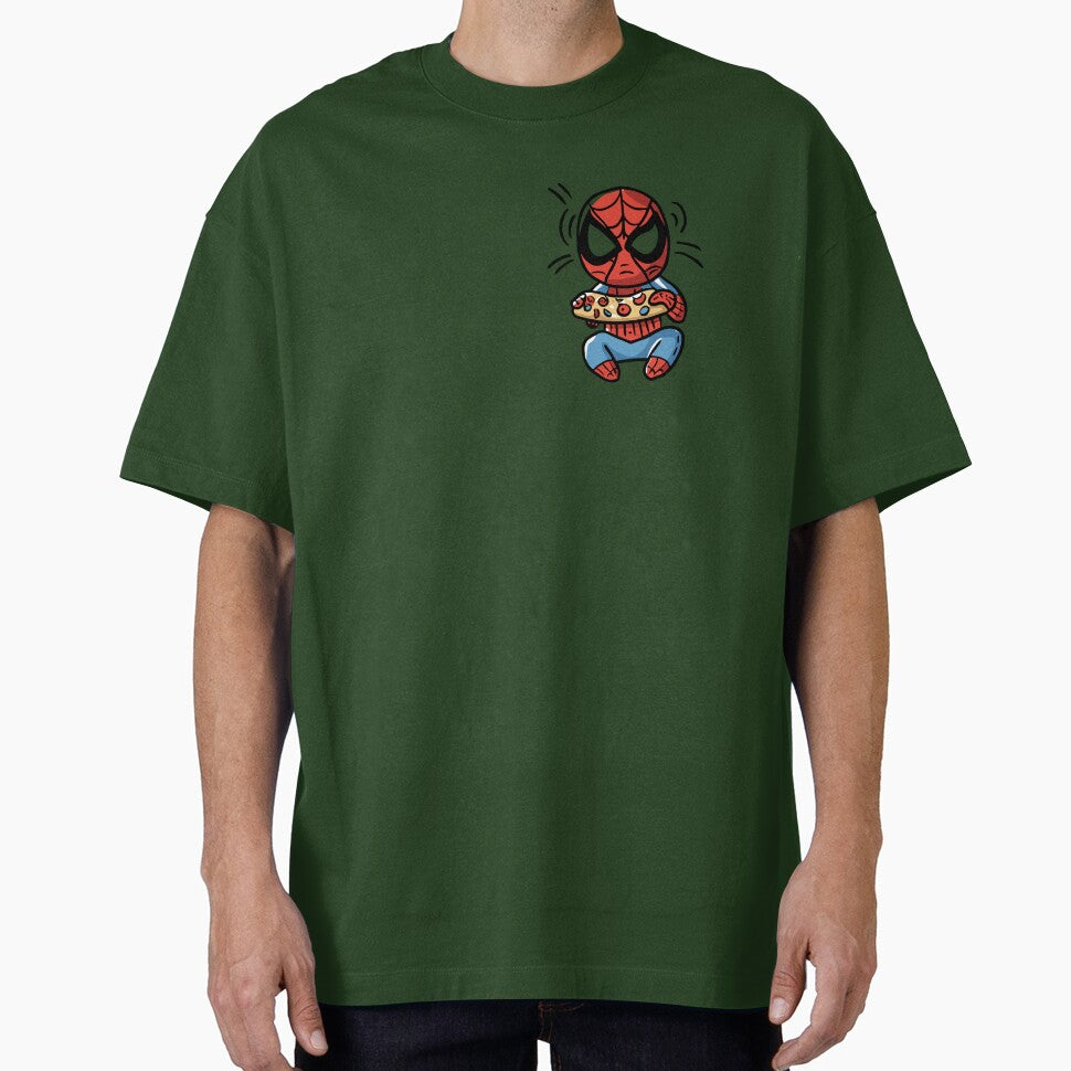 Baby Spidey Munching Pizza - Trendy Hilarious Comic Spider Art Eating Food Meme Cartoon Costume Vintage-Inspired T-Shirt
