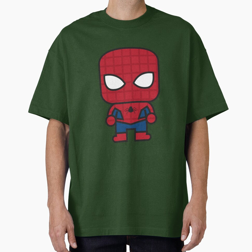 Cute Web Hero Chibi ÿ Kawaii Masked Superhero Cartoon | Minimal Comic Style Design Graphic T-Shirt