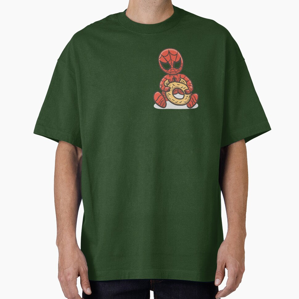 Baby Spider Bagel Break - Trendy Hilarious Comic Spider Art Eating Food Meme Cartoon Costume Retro Style Tee