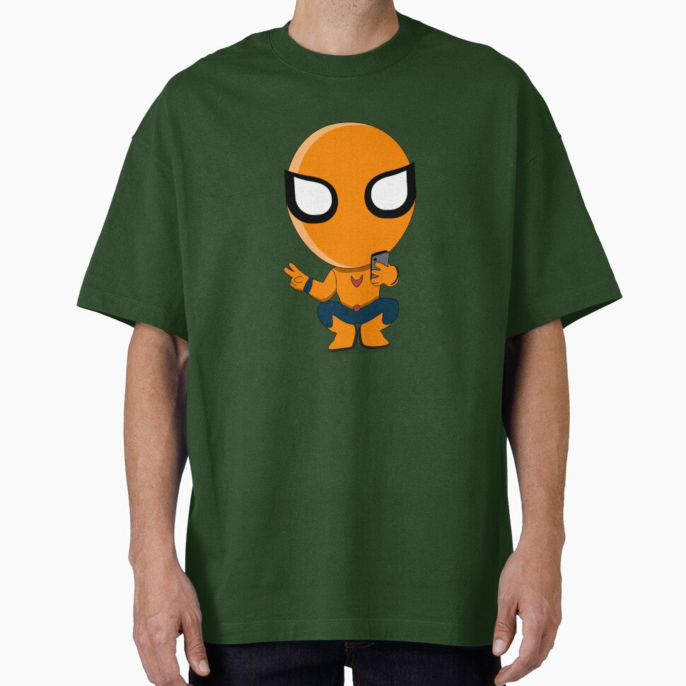 Cute Orange Superhero Mascot Sticker | Chibi Cartoon Hero Character | Cute Orange Superhero Mascot Cartoon Sticker | Chibi Comic Character Graphic T-Shirt