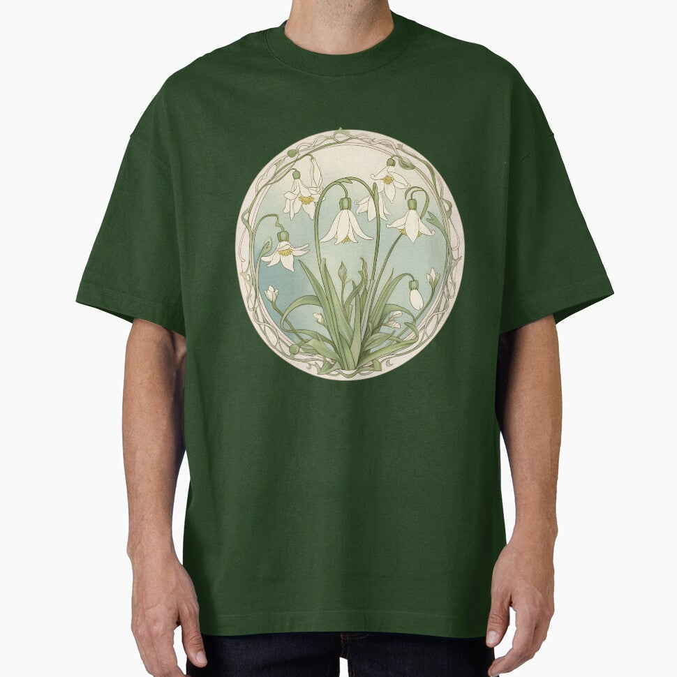 Art Nouveau Inspired Blooming Spring Snowdrops Retro Style Tee