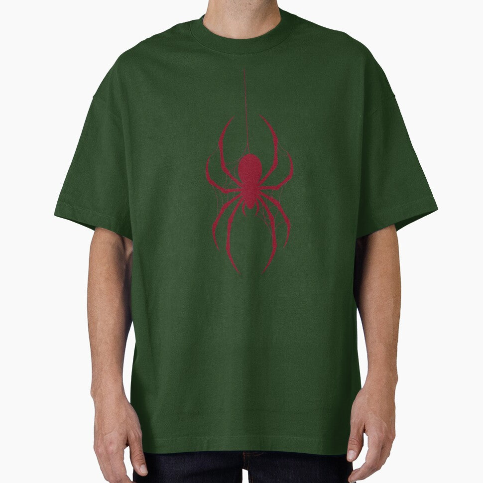 Crimson Hanging Spider Silhouette Gothic Web Art - Spider Man Brand New Day Casual Print T-Shirt