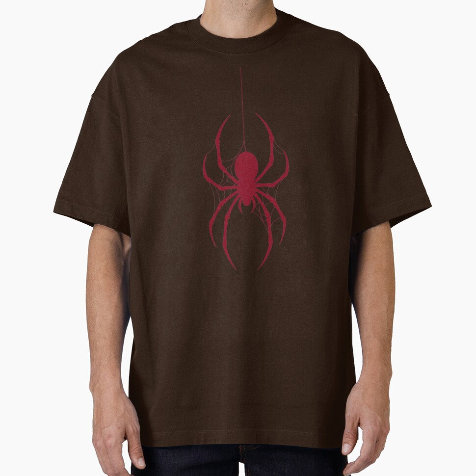 Crimson Hanging Spider Silhouette Gothic Web Art - Spider Man Brand New Day Casual Print T-Shirt