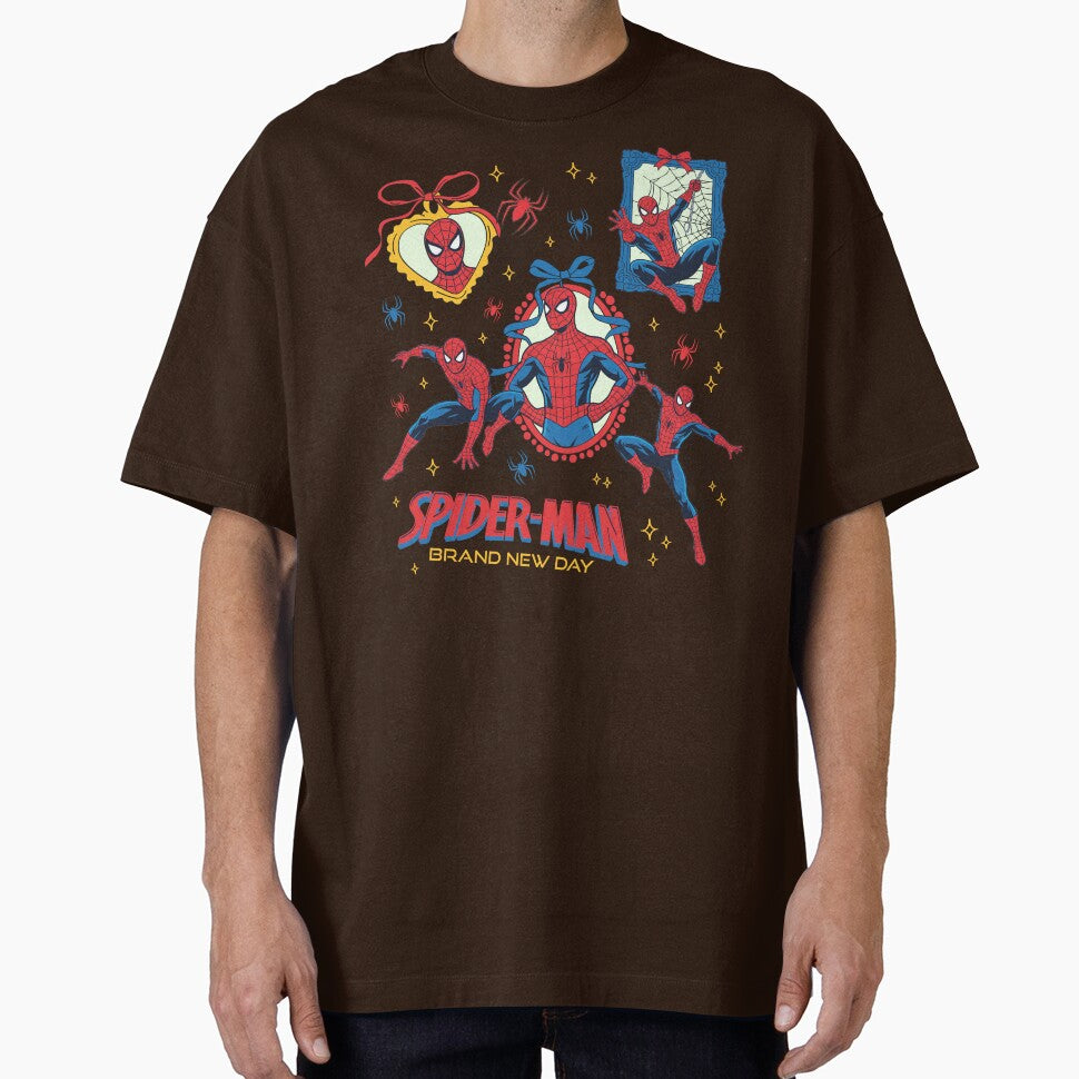 Comic Style Web Hero Collage With Bow Frame Design Graphic T-Shirt