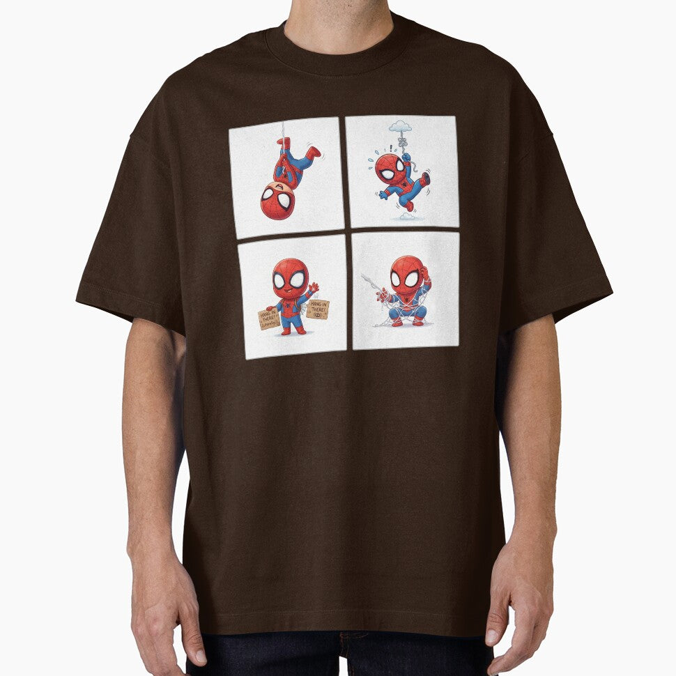 Cute Web Hero Motivational Set | Hang In There Cartoon Superhero | Funny Chibi Character Bundle Retro Style Tee