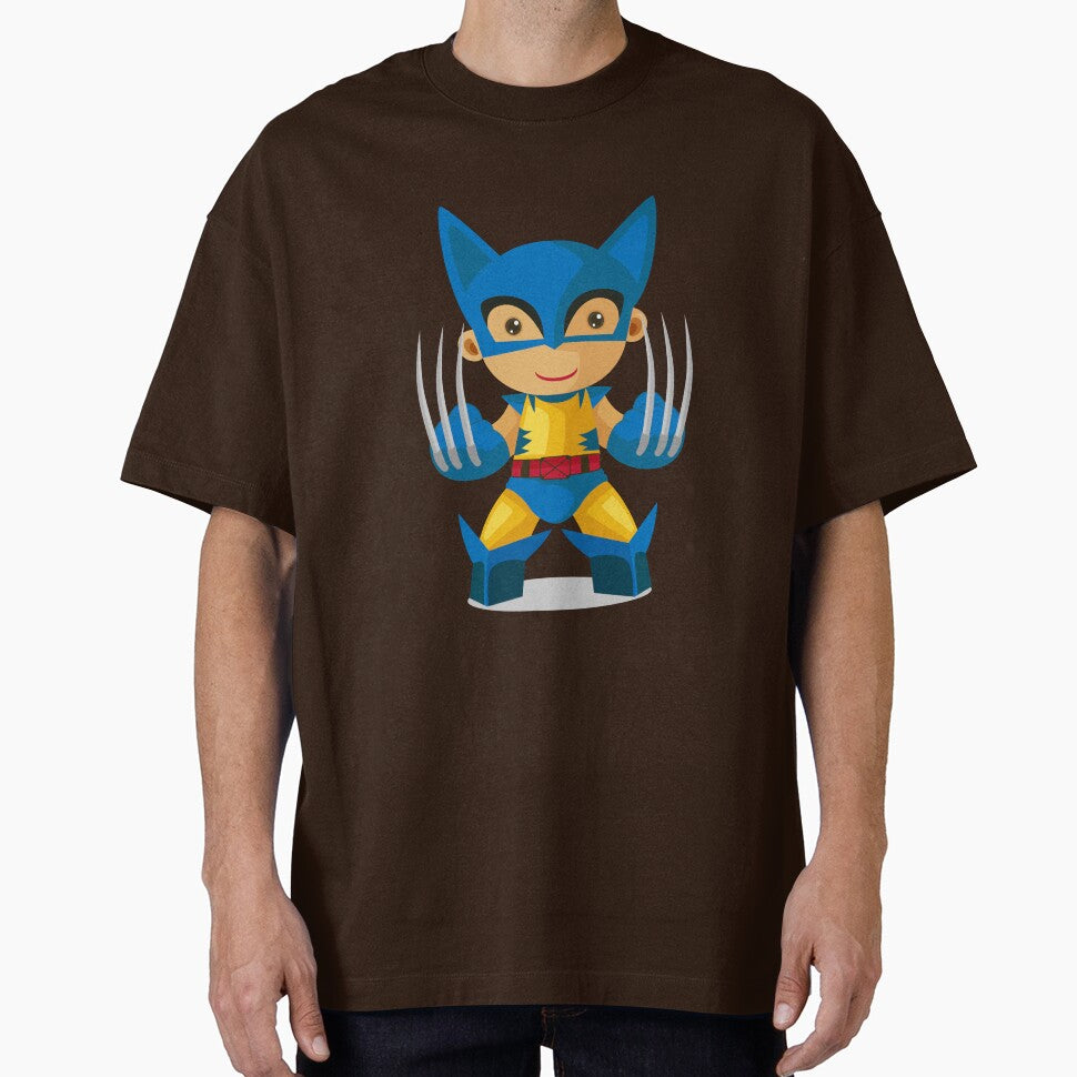 Cute Chibi Wolverine Superhero Cartoon Sticker | Adorable Comic Hero Vector Art Classic Graphic Shirt