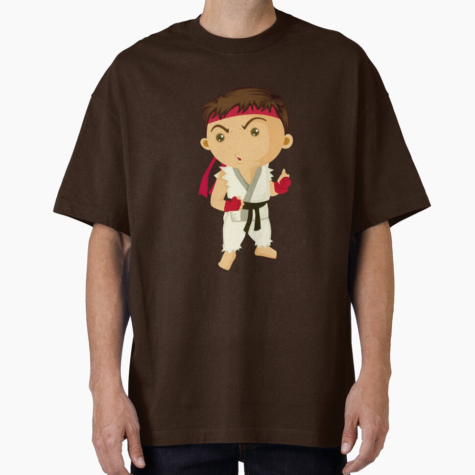 Cute Chibi Street Fighter Martial Artist Sticker | Kawaii Fighting Game Character Retro Style Tee