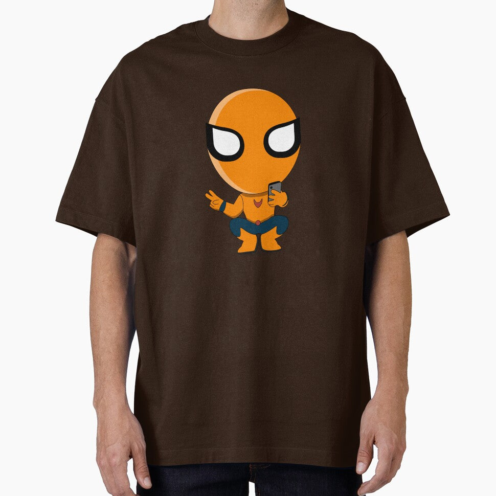 Cute Orange Superhero Mascot Sticker | Chibi Cartoon Hero Character | Cute Orange Superhero Mascot Cartoon Sticker | Chibi Comic Character Graphic T-Shirt