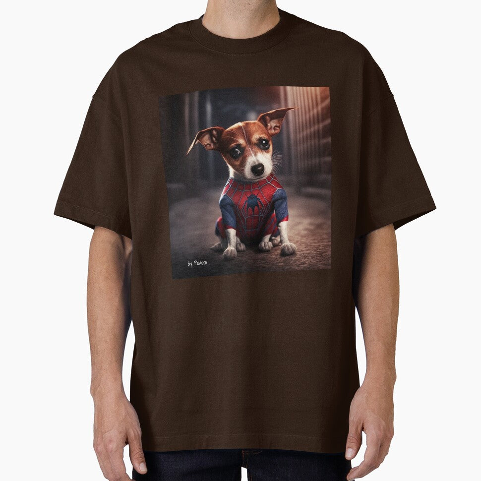 Cute dog wearing a spiderman costume - Jack Russel Terrier spiderman Retro Style Tee