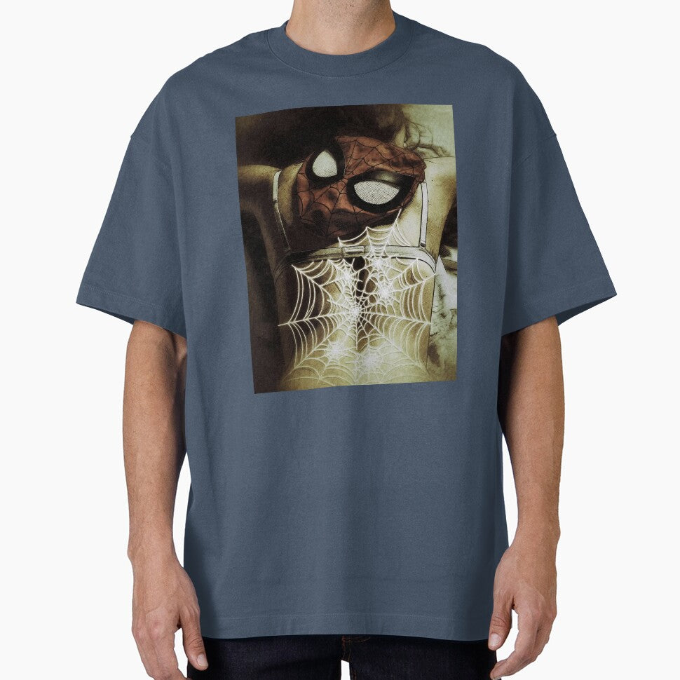 Behind the Mask - Spider Web Comic Art Vintage-Inspired T-Shirt