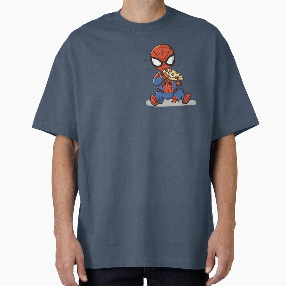 Baby Spidey Munching Pizza - Trendy Hilarious Comic Spider Art Eating Food Meme Cartoon Costume Classic Graphic Shirt