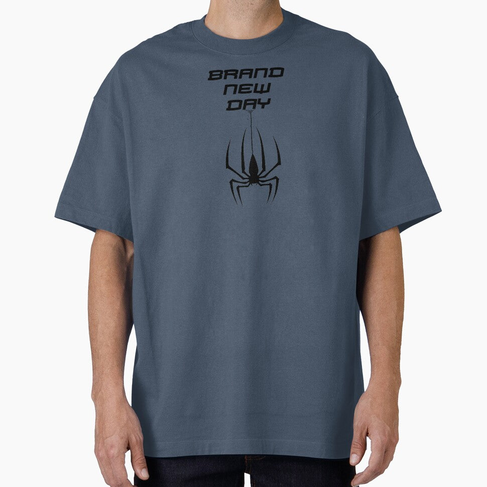 Brand New Day Spiderman Web T-Shirt, Gothic Streetwear Tee, Minimal Spider Graphic Shirt, Dark Aesthetic Halloween Clothing Casual Print T-Shirt