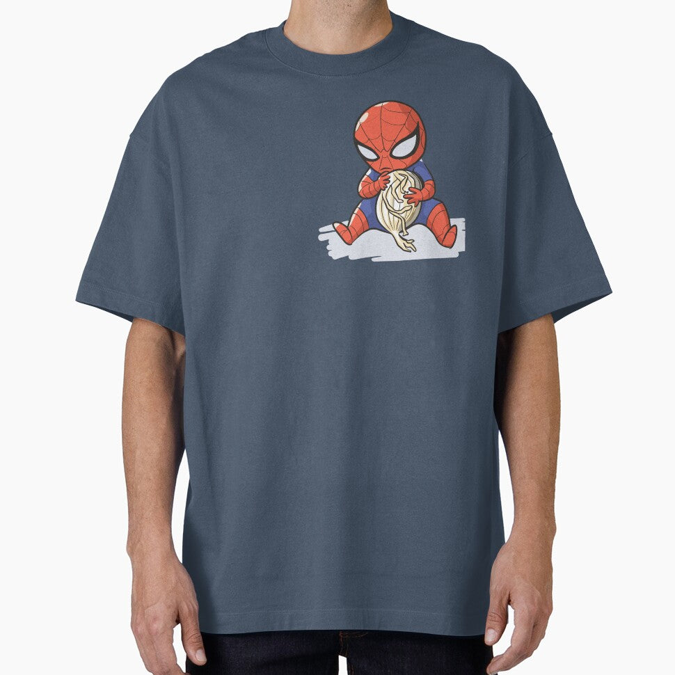 Baby Spider Onion Ring Snack Attack - Hilarious Comic Spider Art Eating Food Meme Cartoon Costume Graphic T-Shirt