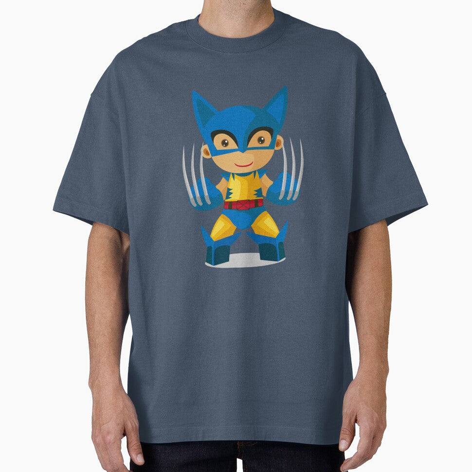Cute Chibi Wolverine Superhero Cartoon Sticker | Adorable Comic Hero Vector Art Classic Graphic Shirt