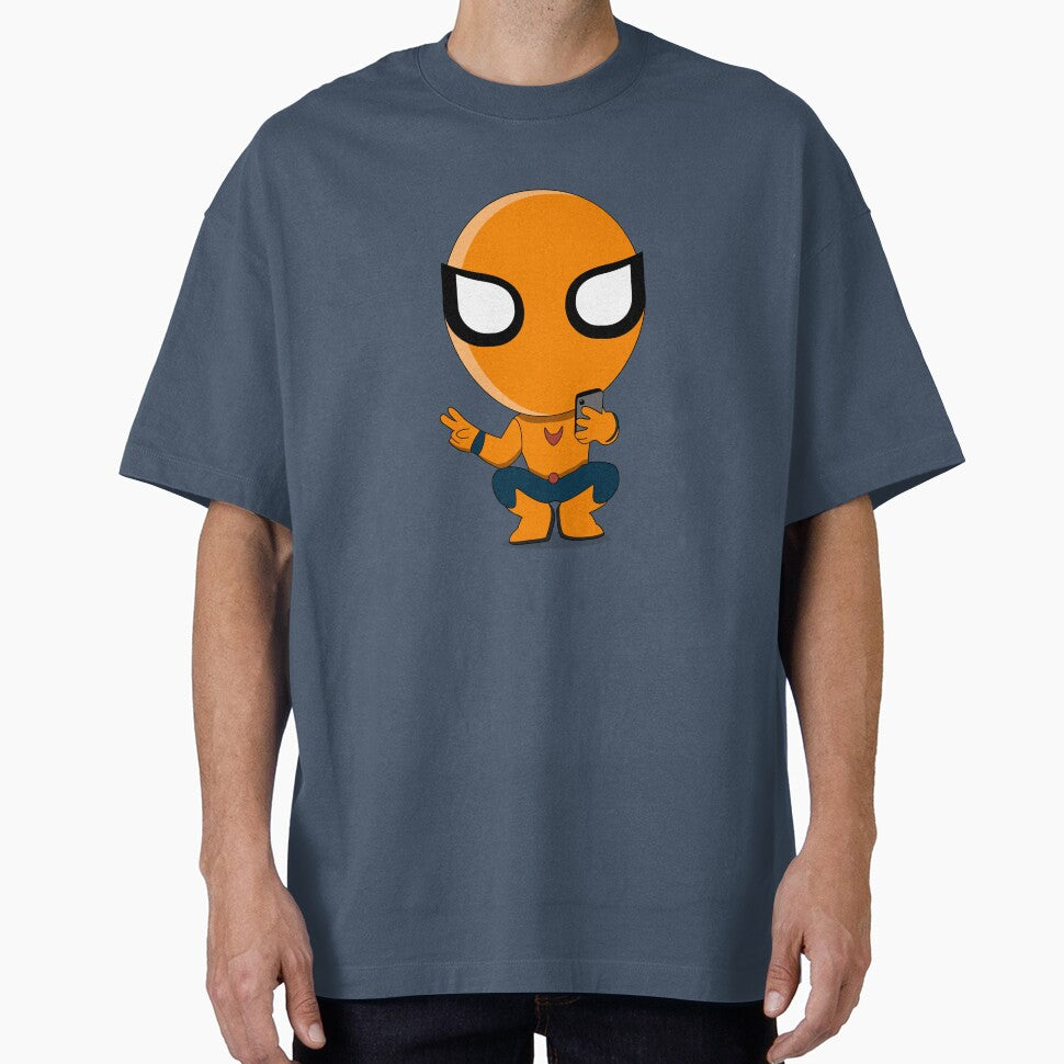 Cute Orange Superhero Mascot Sticker | Chibi Cartoon Hero Character | Cute Orange Superhero Mascot Cartoon Sticker | Chibi Comic Character Graphic T-Shirt