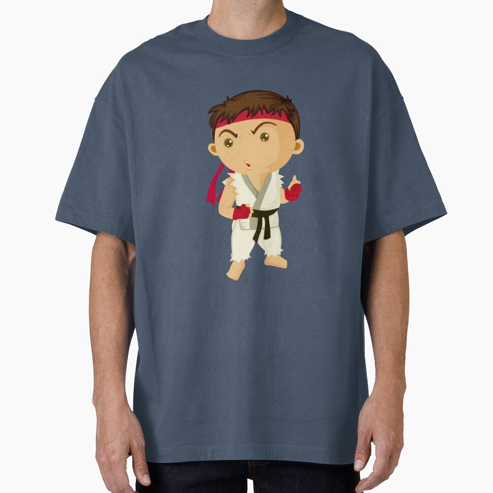 Cute Chibi Street Fighter Martial Artist Sticker | Kawaii Fighting Game Character Retro Style Tee