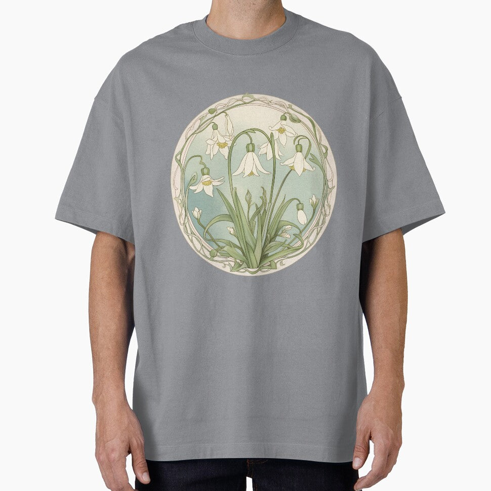 Art Nouveau Inspired Blooming Spring Snowdrops Retro Style Tee