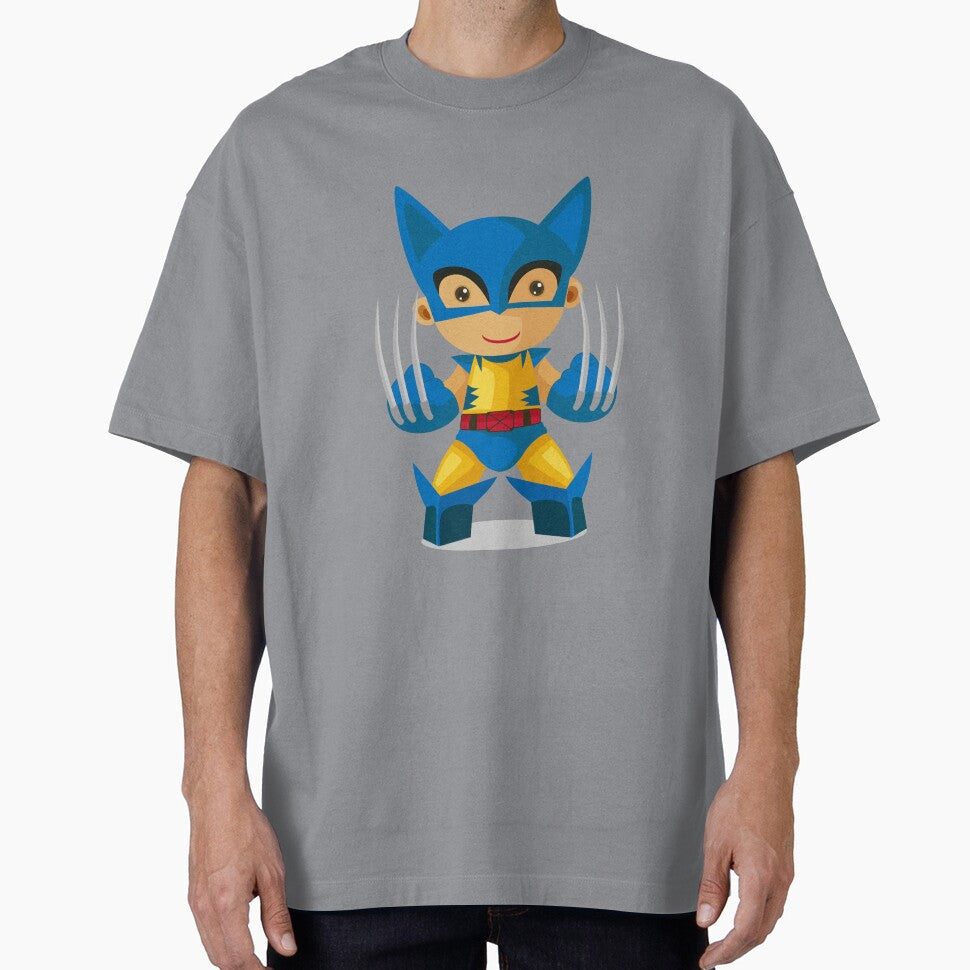 Cute Chibi Wolverine Superhero Cartoon Sticker | Adorable Comic Hero Vector Art Classic Graphic Shirt