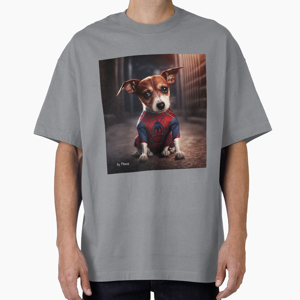 Cute dog wearing a spiderman costume - Jack Russel Terrier spiderman Retro Style Tee